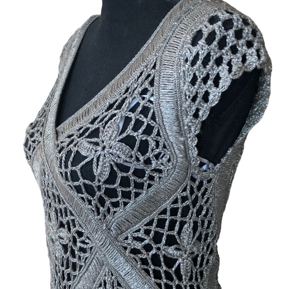 NWT Metallic crochet longline tunic/coverup L/M - Picture 1 of 9